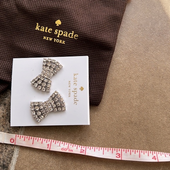 NWT Kate Spade Silver and Crystal Bow Earrings - Picture 5 of 5